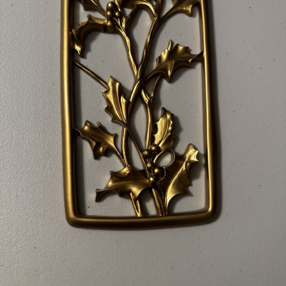 Vintage Christmas Dart Gold Holly Berries Wall Panel 1954 MCM Hollywood Regency - Picture 7 of 14